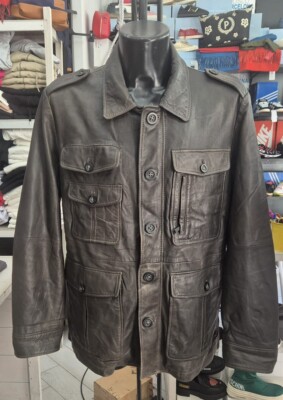 MARE O' POLO used leather jacket men man size 54 brown LLR83