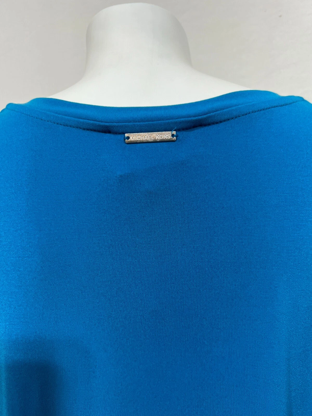 Abito donna Michael Kors blu ciano 1X taglie forti scala manica aperta nuovo con etichetta