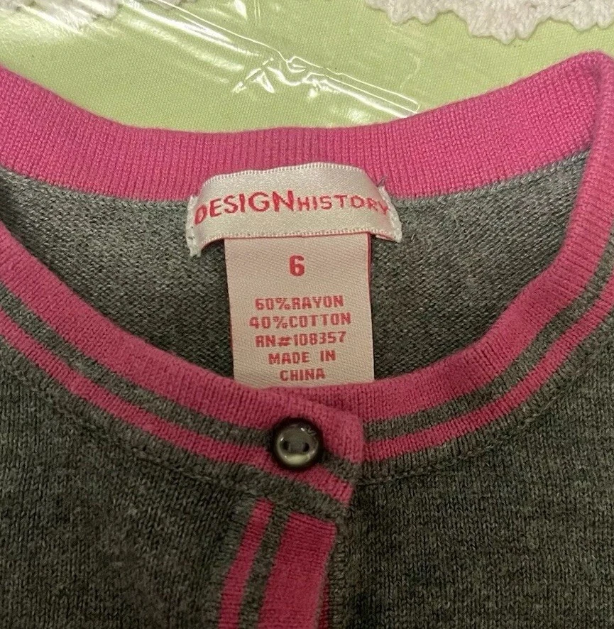 Niñas Niños Diseño Historia Gris Rosa San Valentín Lentejuelas Corazón Cárdigan Suéter Talla 6 Foto 2 de 4