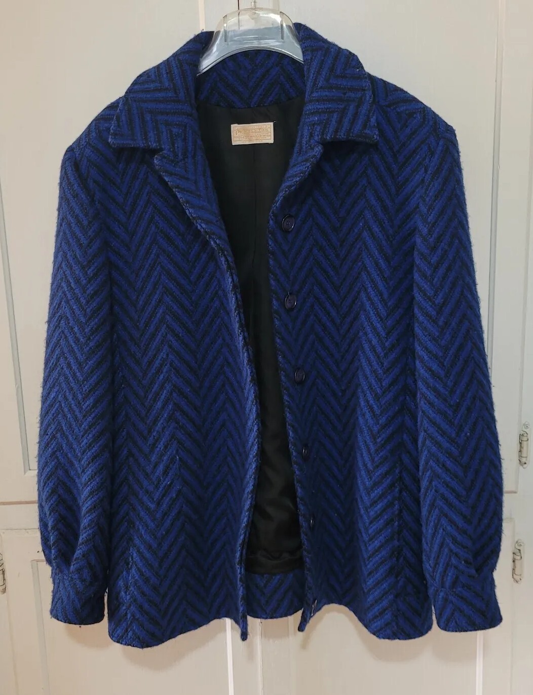Pendleton Wool Herringbone  Blue Black Vintage,  … - image 2
