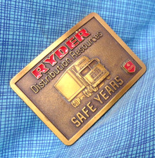Ryder Distribution Resources Dress Belt Buckle 4 Yr Safe Driver Award Vtg.GMP135
