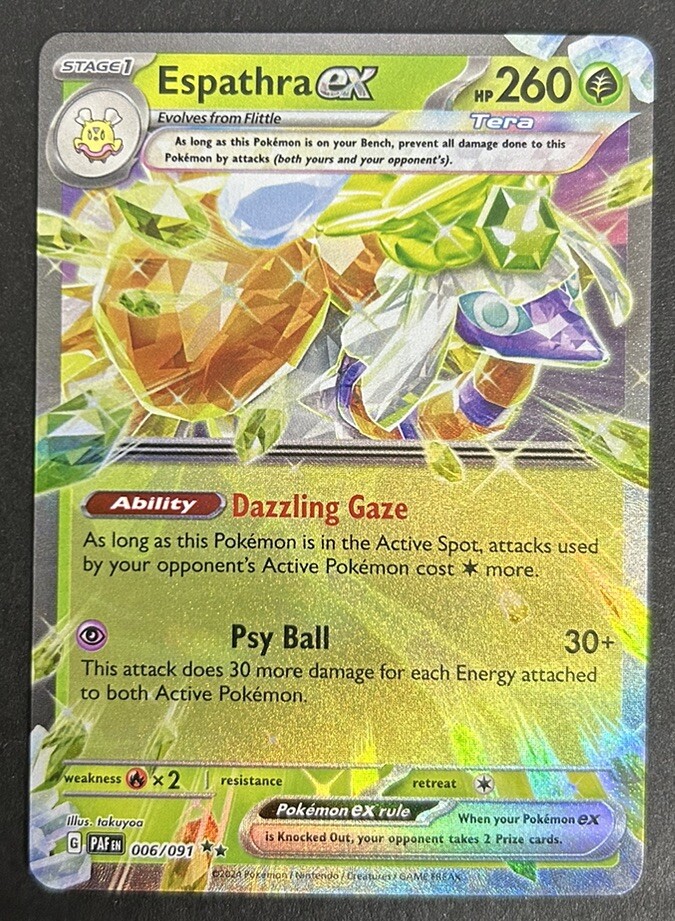 Espathra ex 006/091 Paldean Fates Double Rare Pokemon TCG Card NM