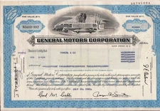Stock certificate General Motors Corporation, Payee Parcol & Co. 1981