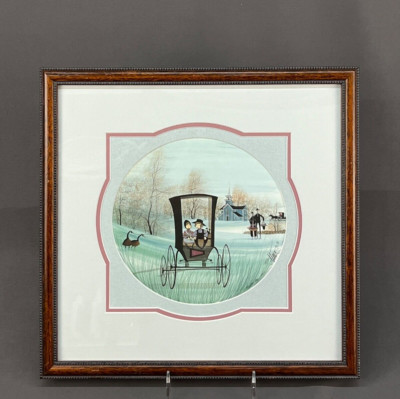 P Buckley Moss ''Timeless Treasures'' Buggy 1992 Framed Matted & Signed Lithograph