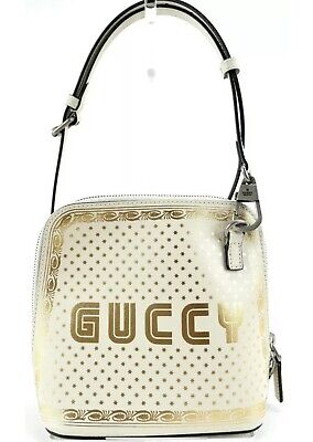 Gucci White/Gold Leather Guccy Mini Crossbody Bag