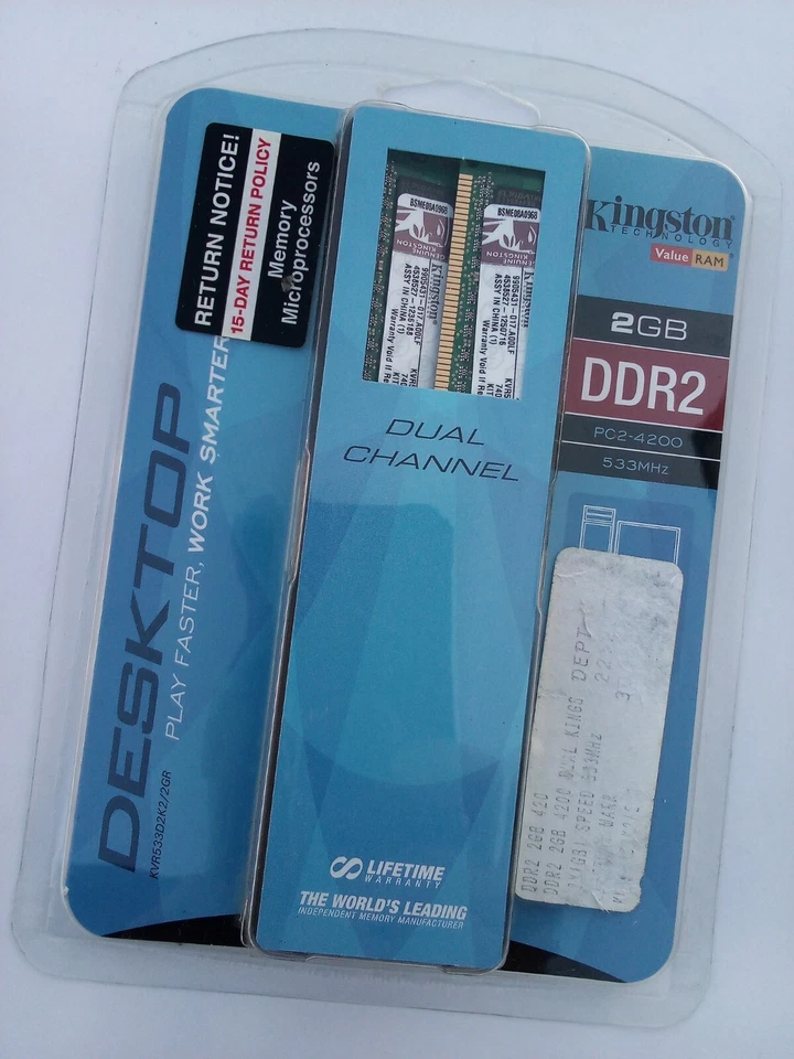 🌟NEW🌟KINGSTON PC2-4200 2 X 1 GB DIMM 533 MHz DDR2 SDRAM MEMORY KVR533D2K2/2GR - Image 4 of 4