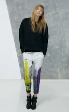 TIBI Empire State Denim Cropped Easy Pants Stretch Jeans 27