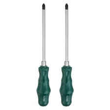 2pcs PH2 Phillips Screwdriver #2 9.8" Magnetic Demolition  CR-V, Green