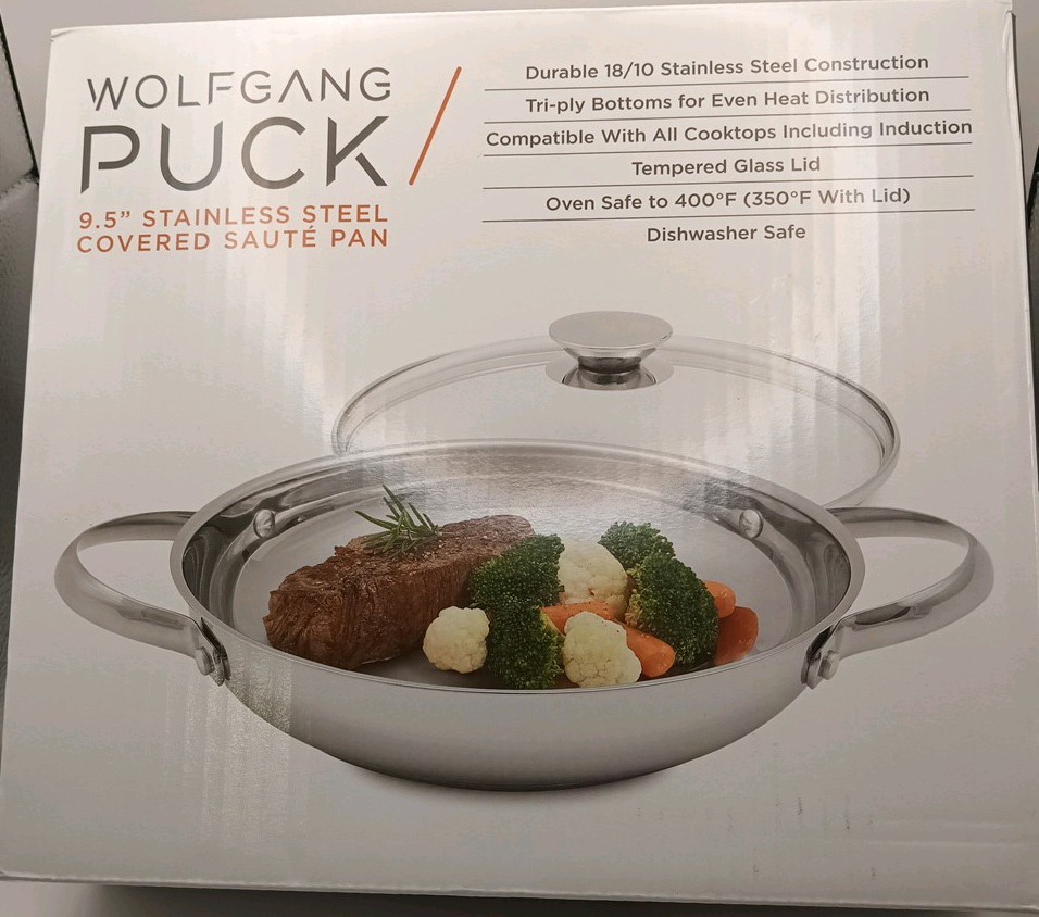 NEW Wolfgang Puck 9.5" Covered Sauté Pan 18/10 Stainless Steel Tri-Ply All Cook