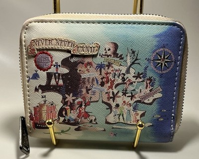 A HTF Vintage Loungefly Disney Peter Pan Neverland Map Zip Around Small Wallet