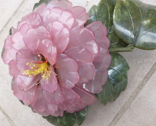 Edelstein Blüte Fluorit Serpentin Dekoration Blume Blätter ,20cm durchmesser