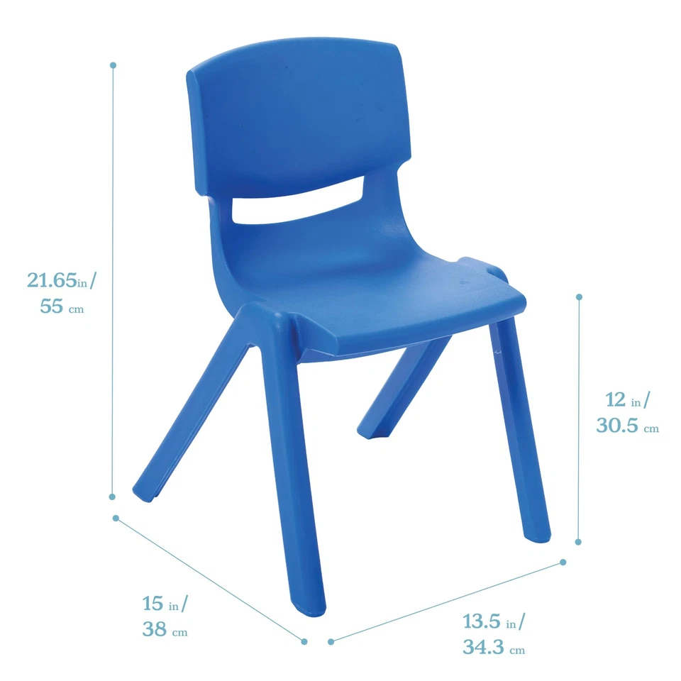 12in Plastic School Stack Chair, Classroom Furniture, Blue, 10-Piece - Image 2 of 4