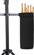 Black Nylon Drumstick Holder Bag for Sticks, Mallets, and Brushes, Clamps to Mus