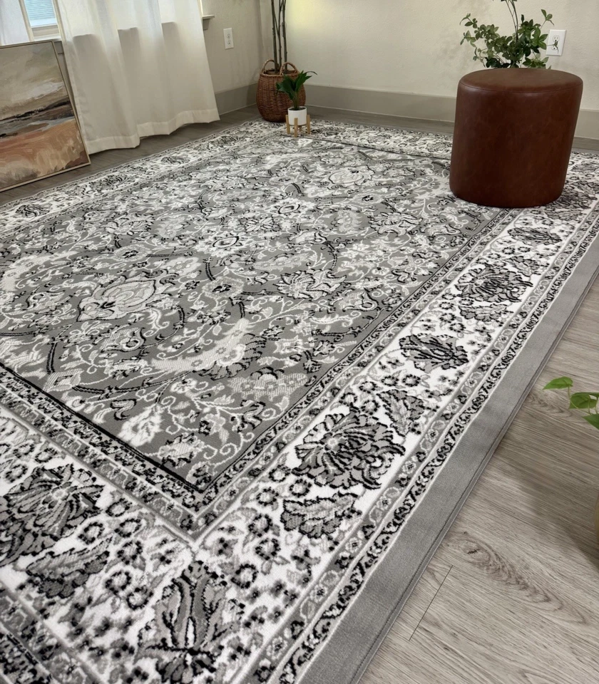 Alfombra tradicional oriental 5x7 alfombras de área alfombra sala de estar gris Foto 2 de 4