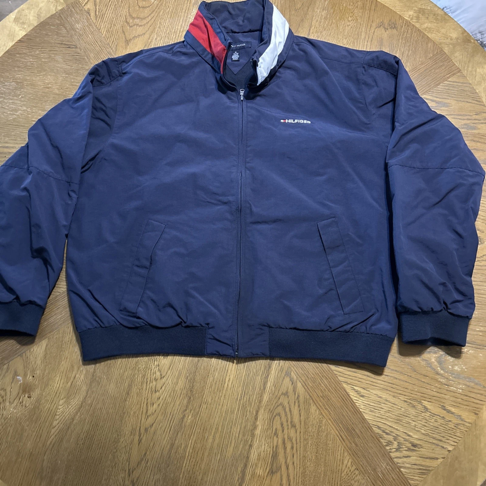 Tommy Hilfiger Men’s Flag Collar Spell Out Zip Up Jacket Large - XL