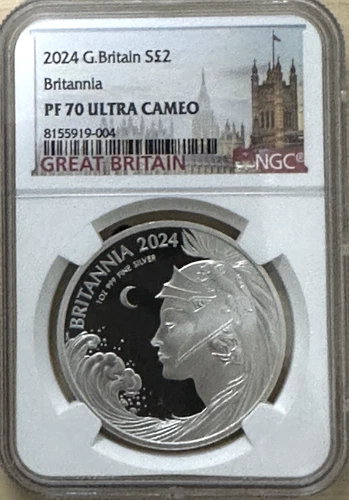 NEW 2024 Great Britain BRITANNIA 1 oz Silver Proof with Box Booklet COA NGC PF70
