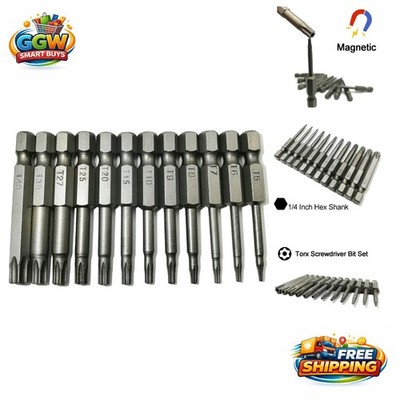 12-Piece Torx Screwdriver Bit Set with Magnetic Tips & Sturdy S2 Steel