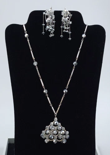 Vintage Vendome Costume Jewelry Set (Necklace & Earrings) Sparkling Rhinestones