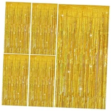 Tinsel Curtain Party Backdrop Birthday Decorationss Glitter Foil 5 Pack Gold