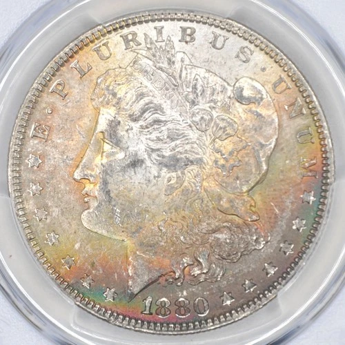 1880 $1 Morgan Silver Dollar PCGS MS61 - Beautiful Dual Sided Toning
