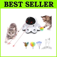 Interactive Cat Laser Toy with Feathers, USB Rechargeable