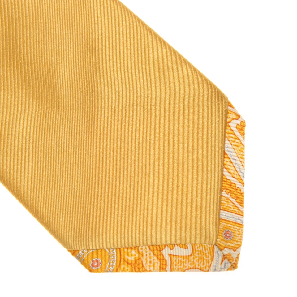 Corbata plisada para el cuello de Italo Ferretti nueva con etiquetas 100 % seda en amarillo/naranja Foto 2 de 4