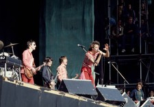Grupo irlandés de pop rock The Boomtown Rats Gerry Cott Pete Briqueta G- Foto antigua