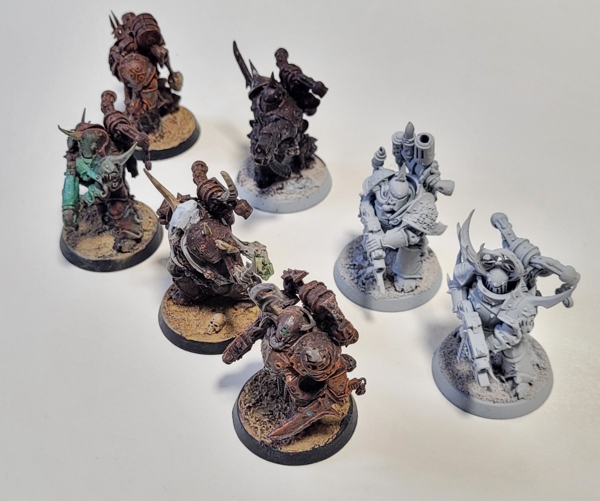 7x PLAGUE MARINES Death Guard *Half Painted* Warhammer 40k DARK