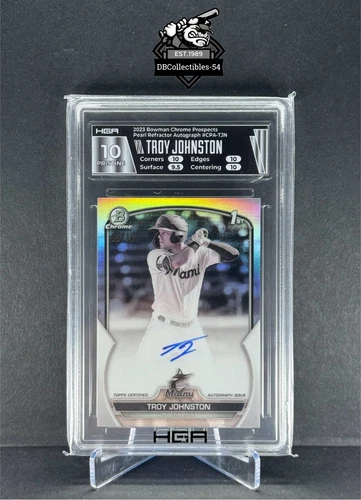 2023 Bowman Chrome Troy Johnston 1st Pearl Auto 06/10 HGA 10 Miami Marlins