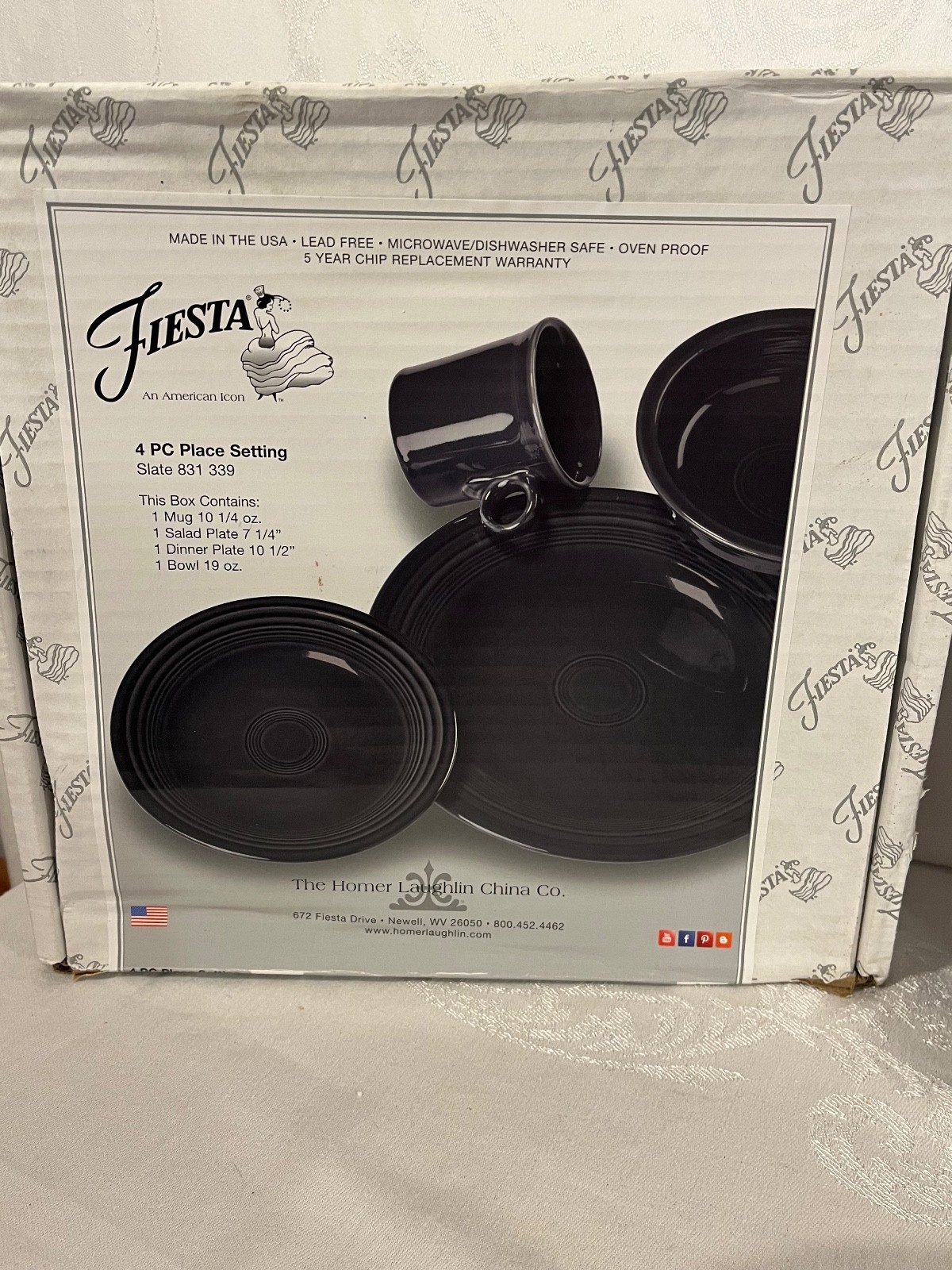 Fiesta Ware SLATE 4 Piece Place Setting Retired Fiestaware NOS - READ