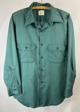 Vintage 70s Big Mac Spruce Green Earth Tone Work Shirt / Large