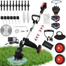 Cordless Electric Grass String Trimmer Lawn Edger Weed Wacker Cutter 2 Batteries