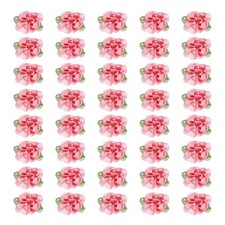 40Pcs 1" Ribbon Flowers Bows Mini Satin Roses Flowers Pink/Dark Pink