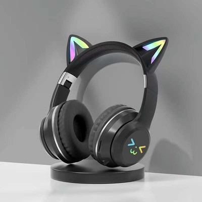 Cat Ear Bluetooth Headphones for Kids, Wireless Foldable Headphones with Micr...