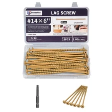 Lag Screws 6 Inch, 25PCS Heavy Duty Construction Screw, Structural Wood Screw