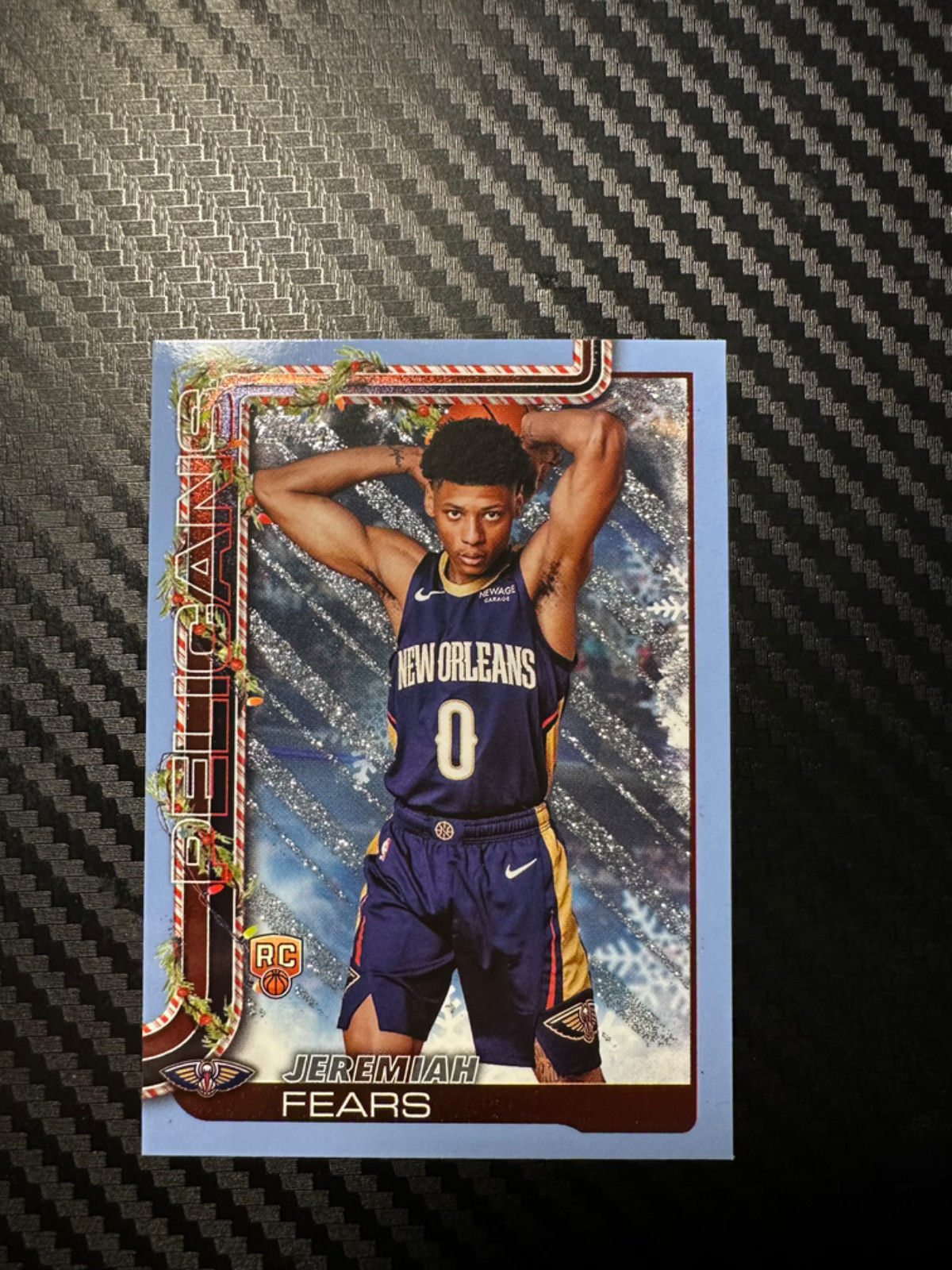 2025-26 Topps Holiday - Jeremiah Fears #H167 Holiday Light Blue & White Glitter