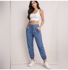 Athleta Trekkie Jogger Pants - Powder Blue  Nylon Spandex Petite Size 4P