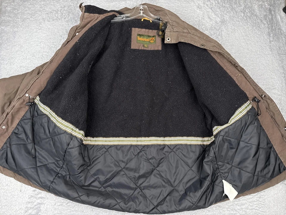 Chaqueta Timberland Para Hombres XL Marrón Con Capucha Parka Forrada Sherpa Abrigo Utilitario Ropa de Trabajo Foto 2 de 4
