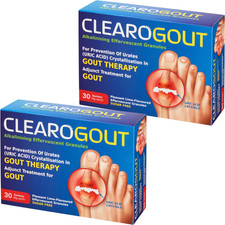2 Boxes CLEAROGOUT Alkalinising Effervescent Granules 30 Sachets x 4g