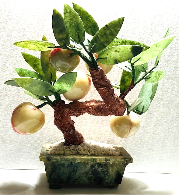 Vintage Handcrafted Jade Peach Bonsai Tree with Planter | eBay