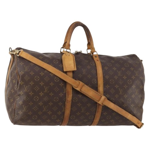 LOUIS VUITTON Monogram Keepall Bandouliere 55 Boston Bag M41414 LV Auth BA11072