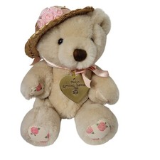 Vtg 1988 Dakin Limited Edition Rosemary Bear Plush W/ Floral Straw Hat  Ribbon