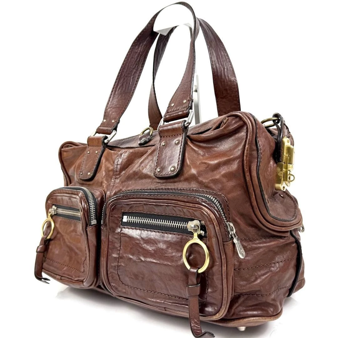 Chloe — Chloe Betty Leather Boston Bag Brown y2k Authentic