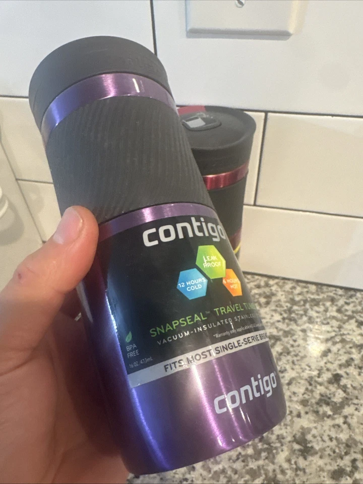 Paquete de 2 tazas de viaje con aislamiento a prueba de fugas Contigo tecnología Snap-Seal 20 OZ y 16 Foto 4 de 4