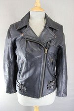 BIKERS PARADISE ELITE PATROL RETRO 1970'S PUNK ROCK STYLE LEATHER JACKET SIZE 10