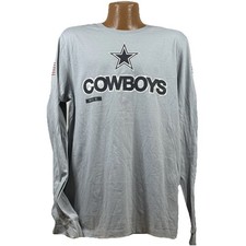 Nike Dallas Cowboys T Shirt Mens L Long Sleeve Salute To Service Camo Logo Gray