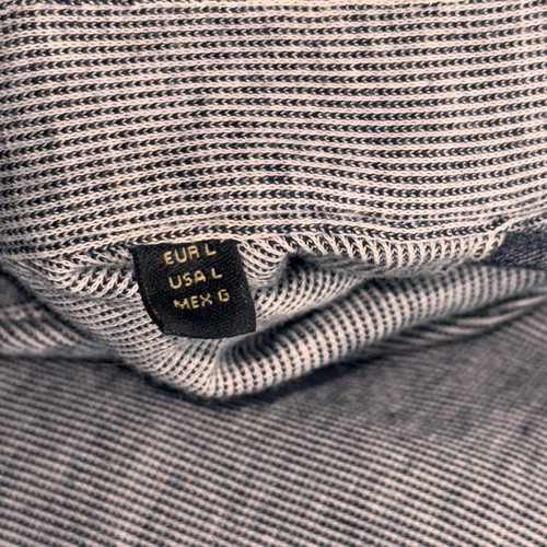 Massimo Dutti Mens Shirt Grey White Striped Long Large Grandad Collar Button Up - Picture 4 of 8