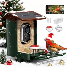 Smart Bird Feeder with Camera Solar Powered 2K HD Video, 10,000+ Species AI Reco
