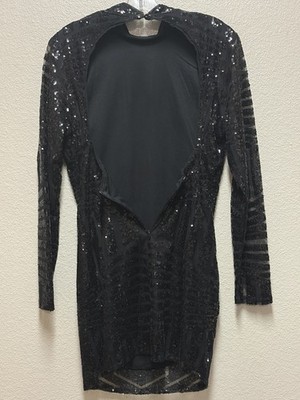 Boohoo Lightweight  Paisley Mini Dress Size 12, Summer, Large Black Sequence