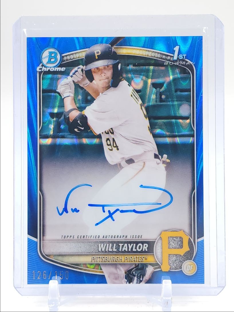 WILL TAYLOR 2025 BOWMAN CHROME 1ST BLUE RAYWAVE REFRACTOR AUTO /150 Q4920